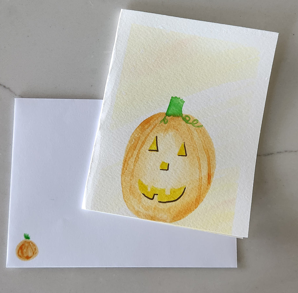 Original Hand Painted Jack-O-Lantern Card