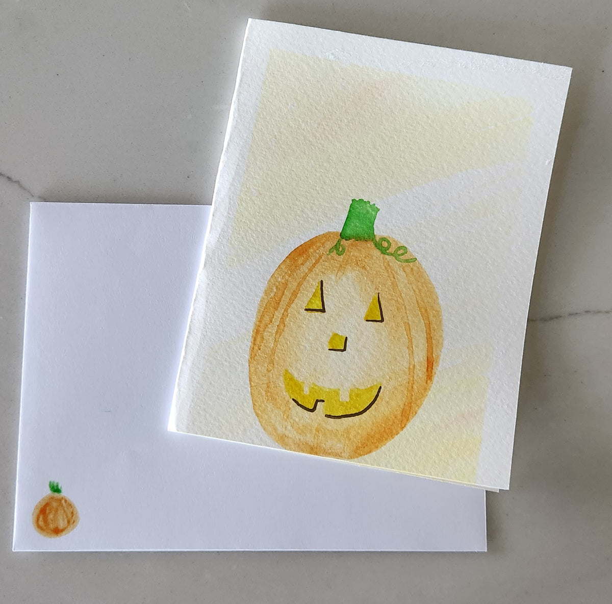 Original Hand Painted Jack-O-Lantern Card