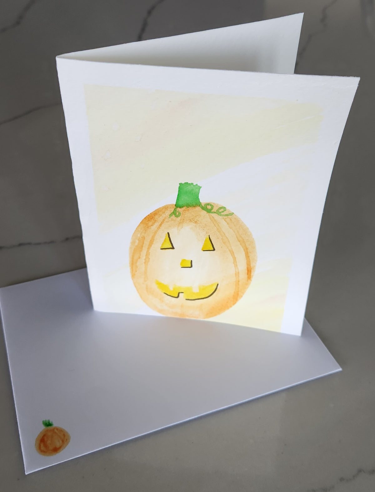 Original Hand Painted Jack-O-Lantern Card