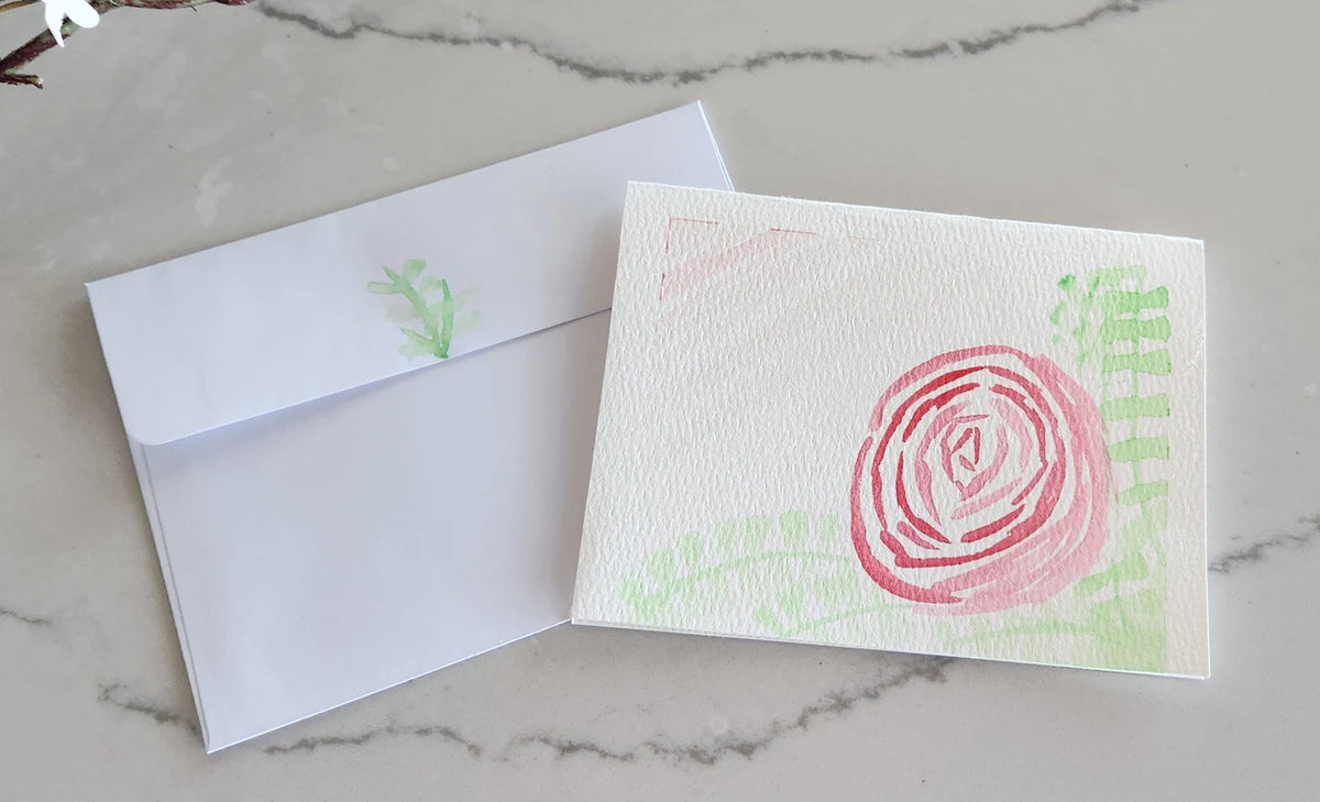 Floral Set of 8 Blank Note Cards Individually Hand Painted