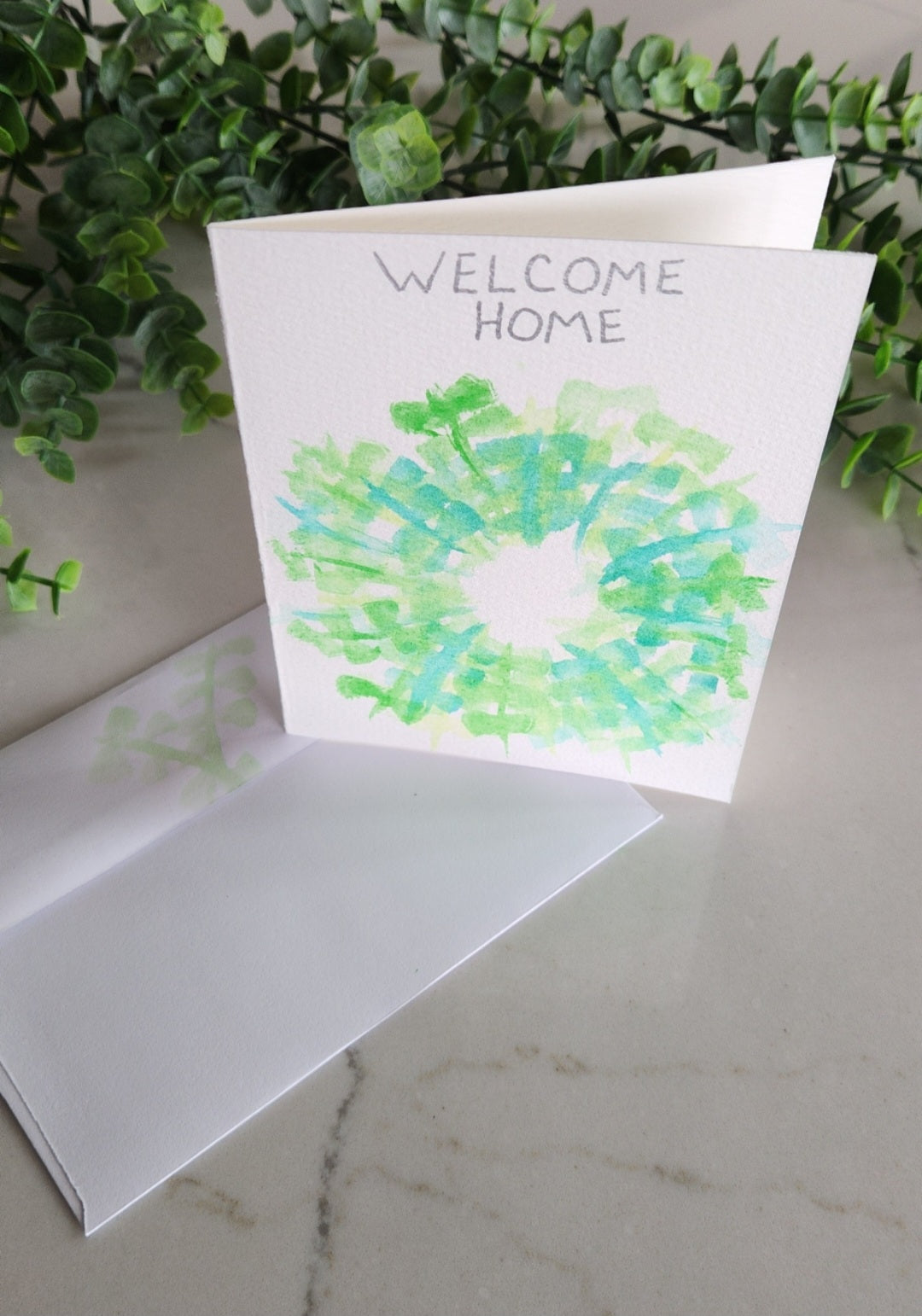 Welcome Home Hand Painted Card
