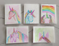 Set of 5 Hand Painted Original Blank Unicorn Cards
