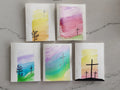 Set of 5 Original Hand Painted Cross Greeting Cards
