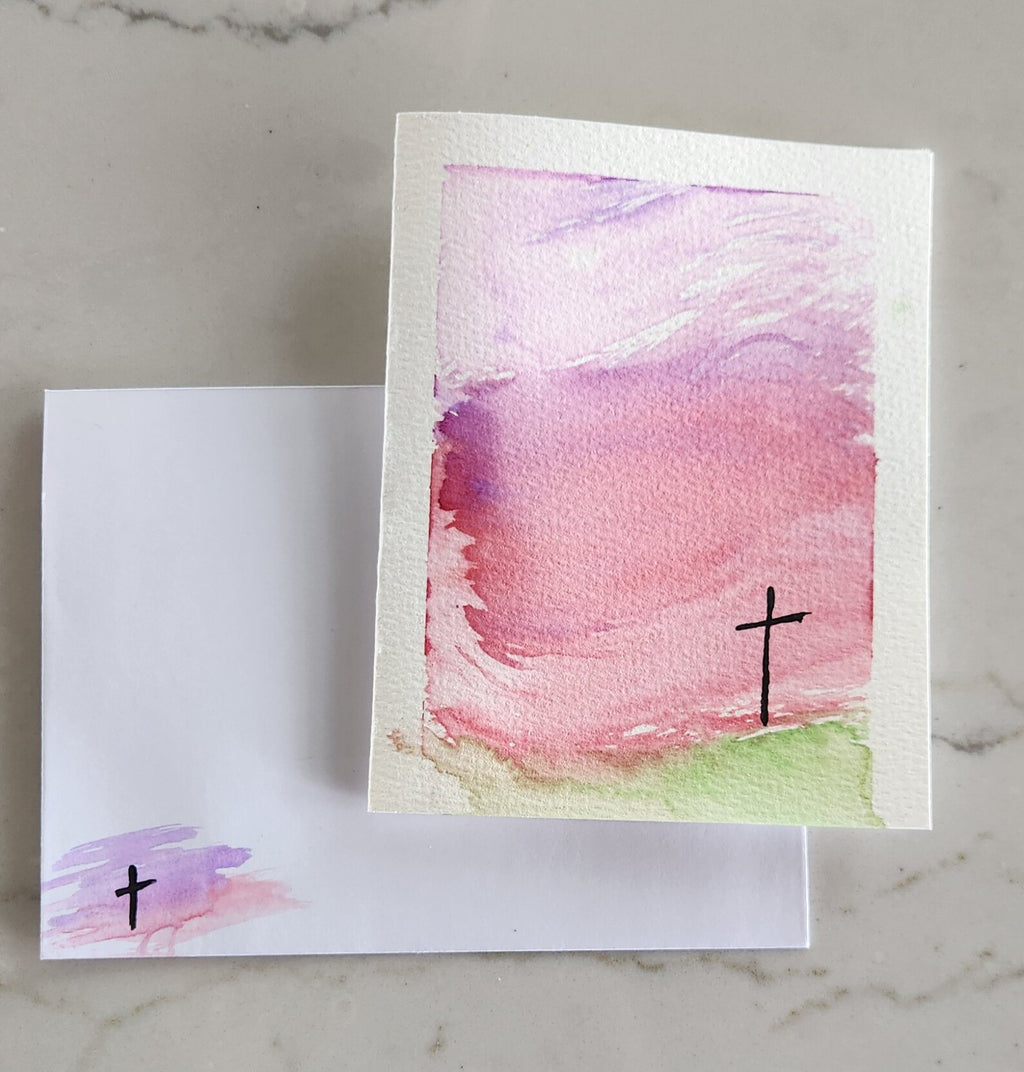 Set of 5 Original Hand Painted Cross Greeting Cards