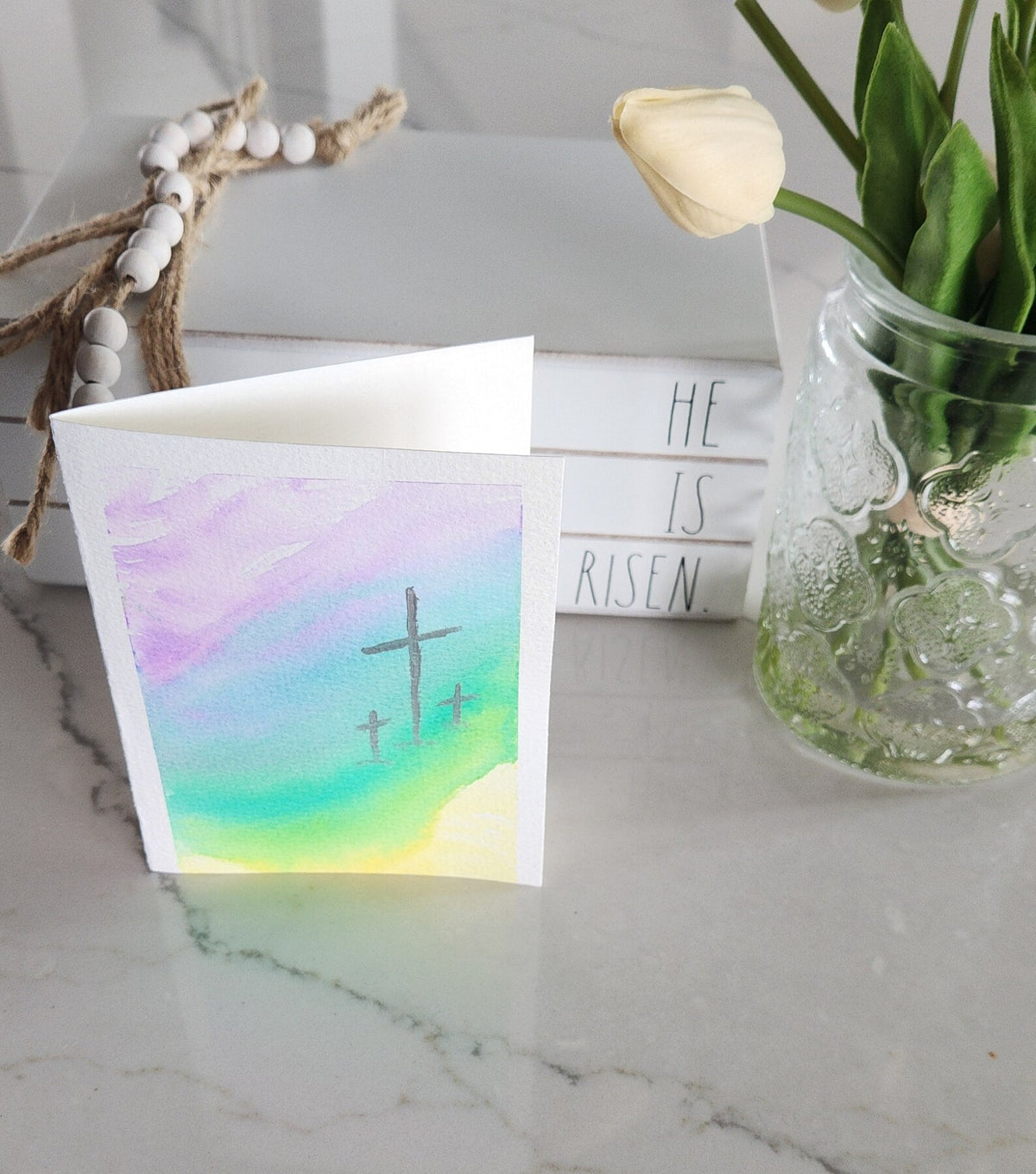 Set of 5 Original Hand Painted Cross Greeting Cards