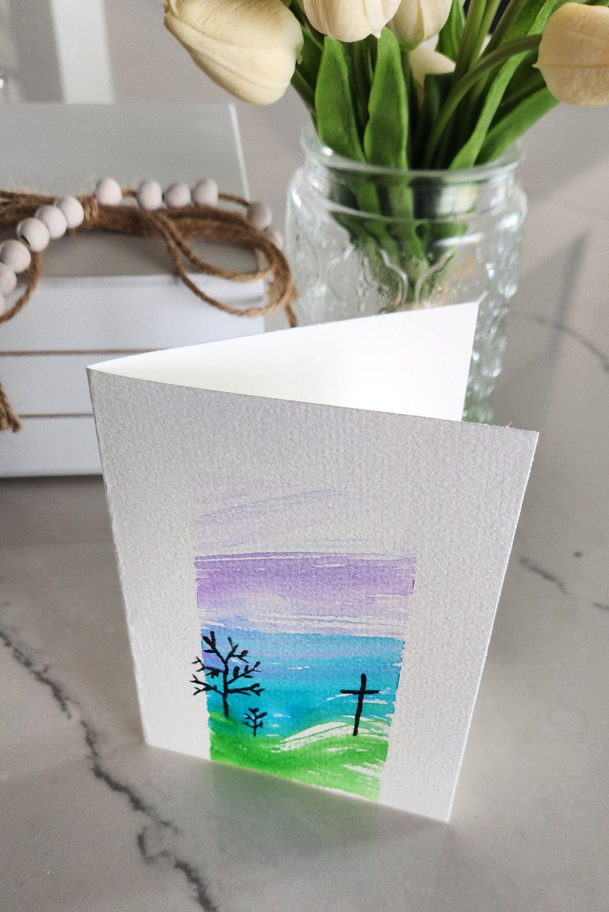 Set of 5 Original Hand Painted Cross Greeting Cards