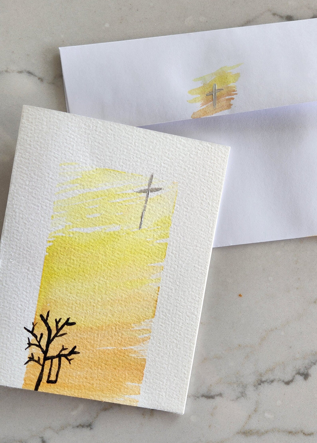 Set of 5 Original Hand Painted Cross Greeting Cards