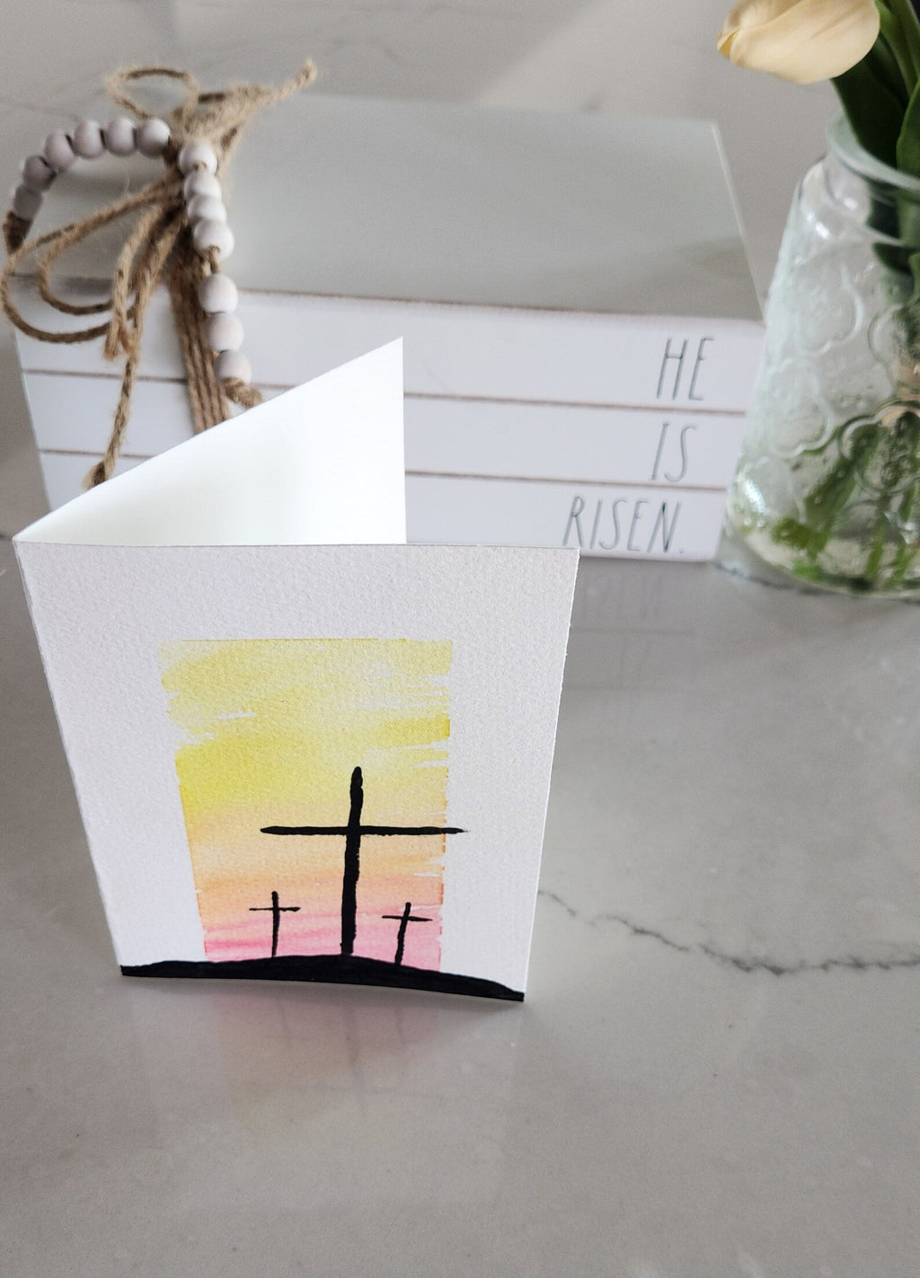 Set of 5 Original Hand Painted Cross Greeting Cards