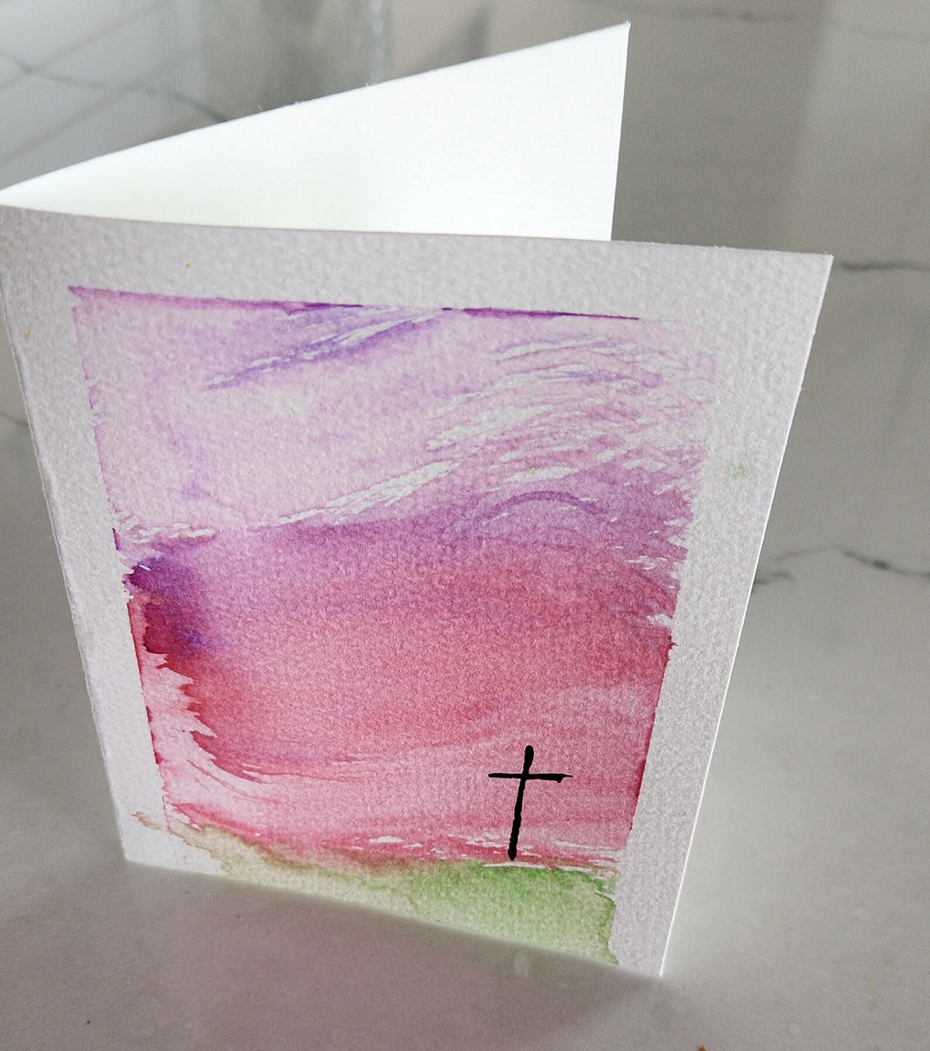 Set of 5 Original Hand Painted Cross Greeting Cards
