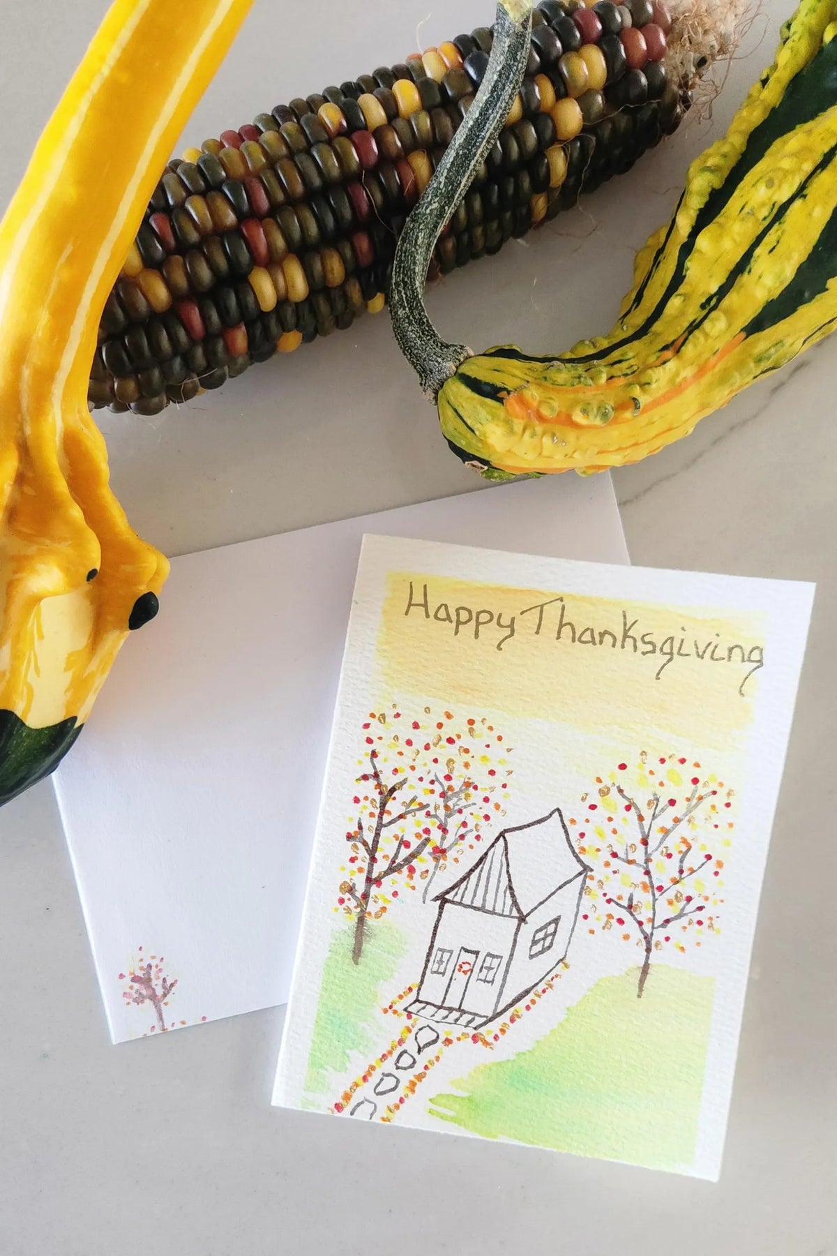 Happy Thanksgiving Hand Painted Original Card