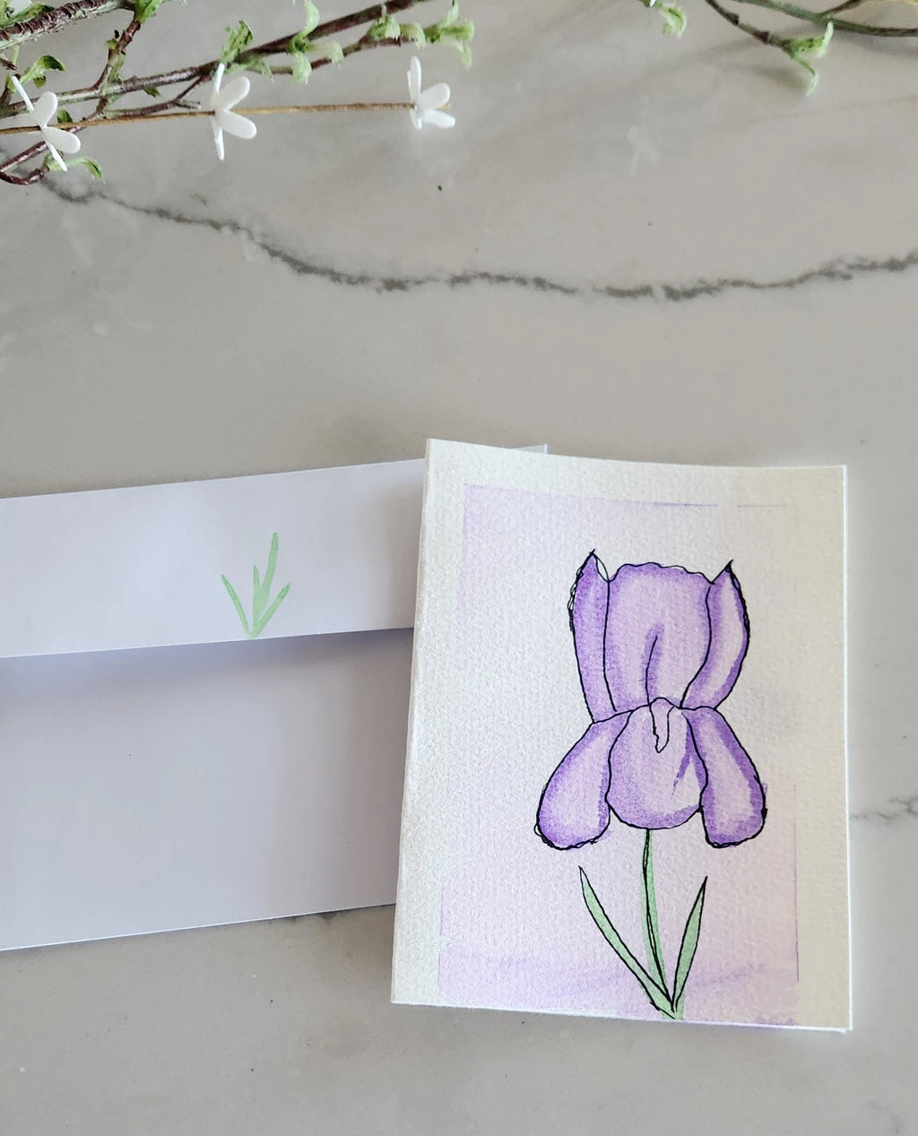 Set of 5 Floral Hand Painted Original Cards