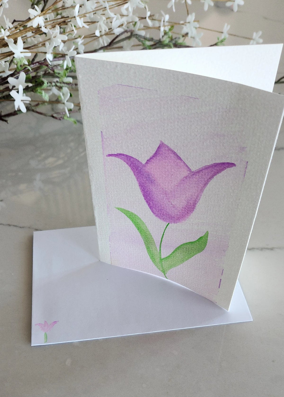 Floral Set of 8 Blank Note Cards Individually Hand Painted