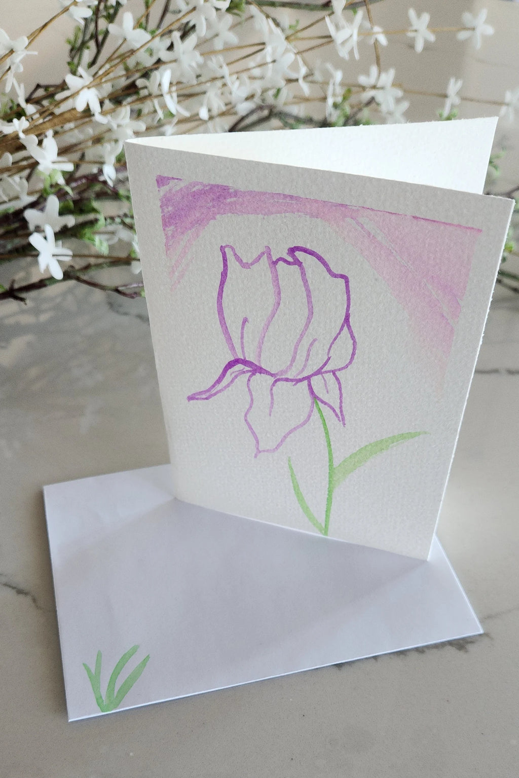Set of 8 Original Hand Painted Flower Greeting Cards