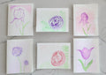 Set of 6 Original Hand Painted Floral Blank Greeting Cards