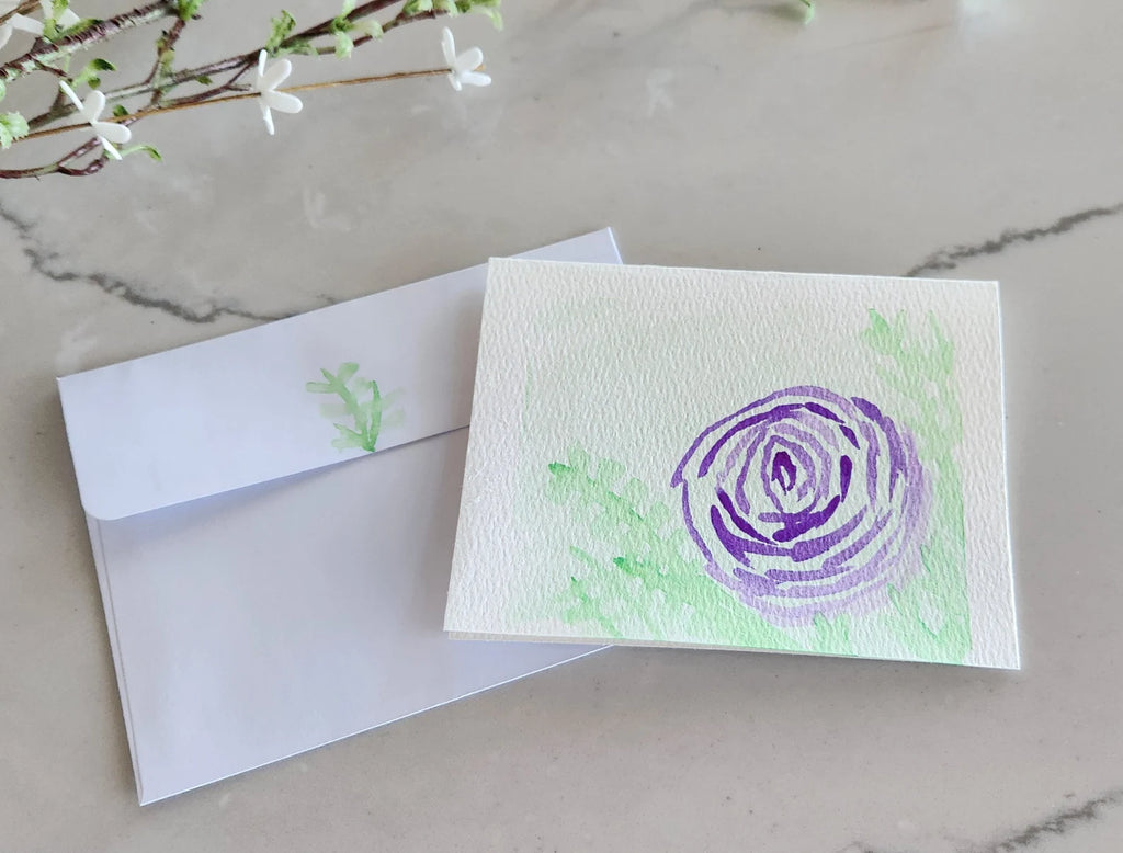 Set of 6 Original Hand Painted Floral Blank Greeting Cards