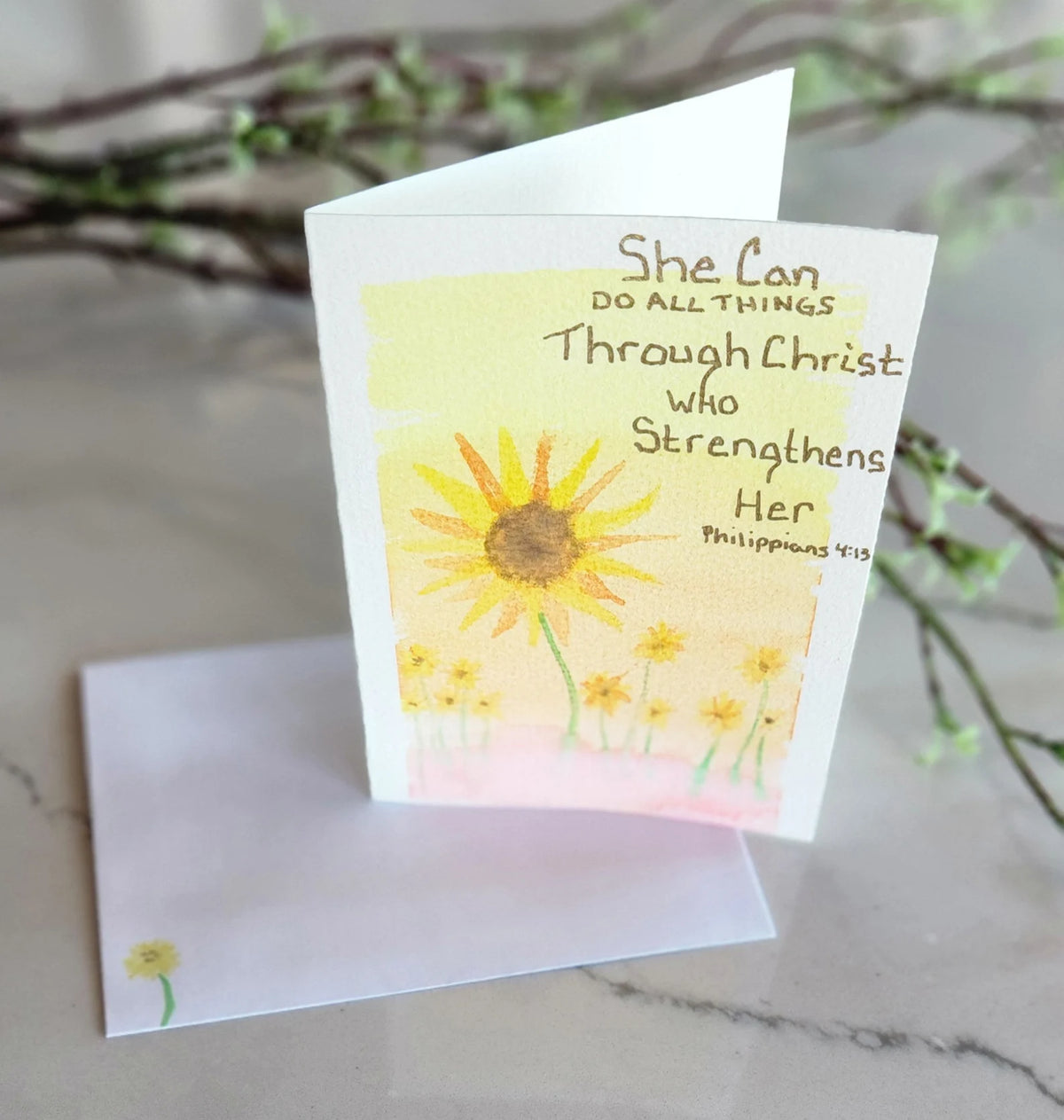 Philippians 4:13 Hand Painted Original Card