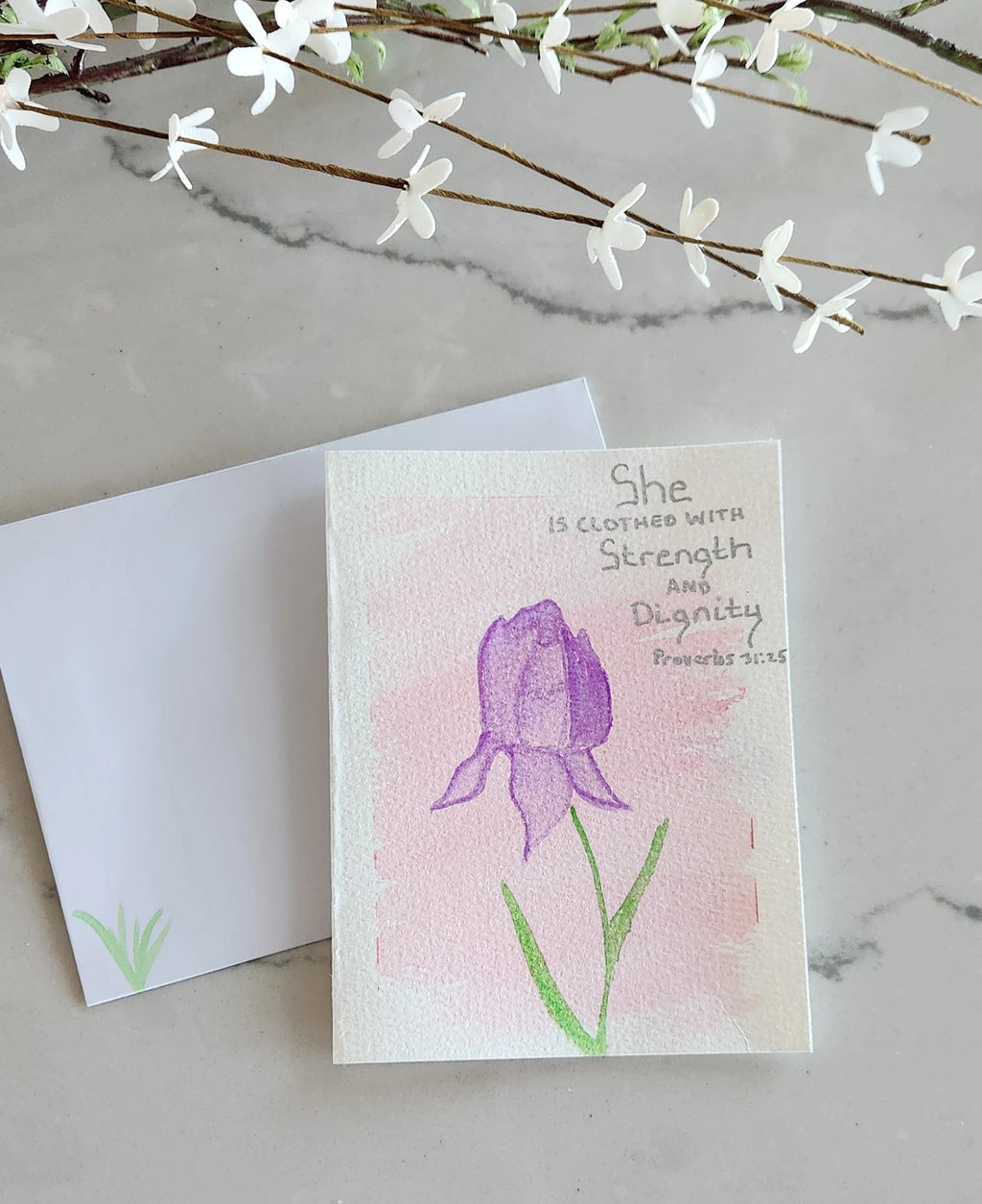 Proverbs 31:25 Hand Painted Original Card