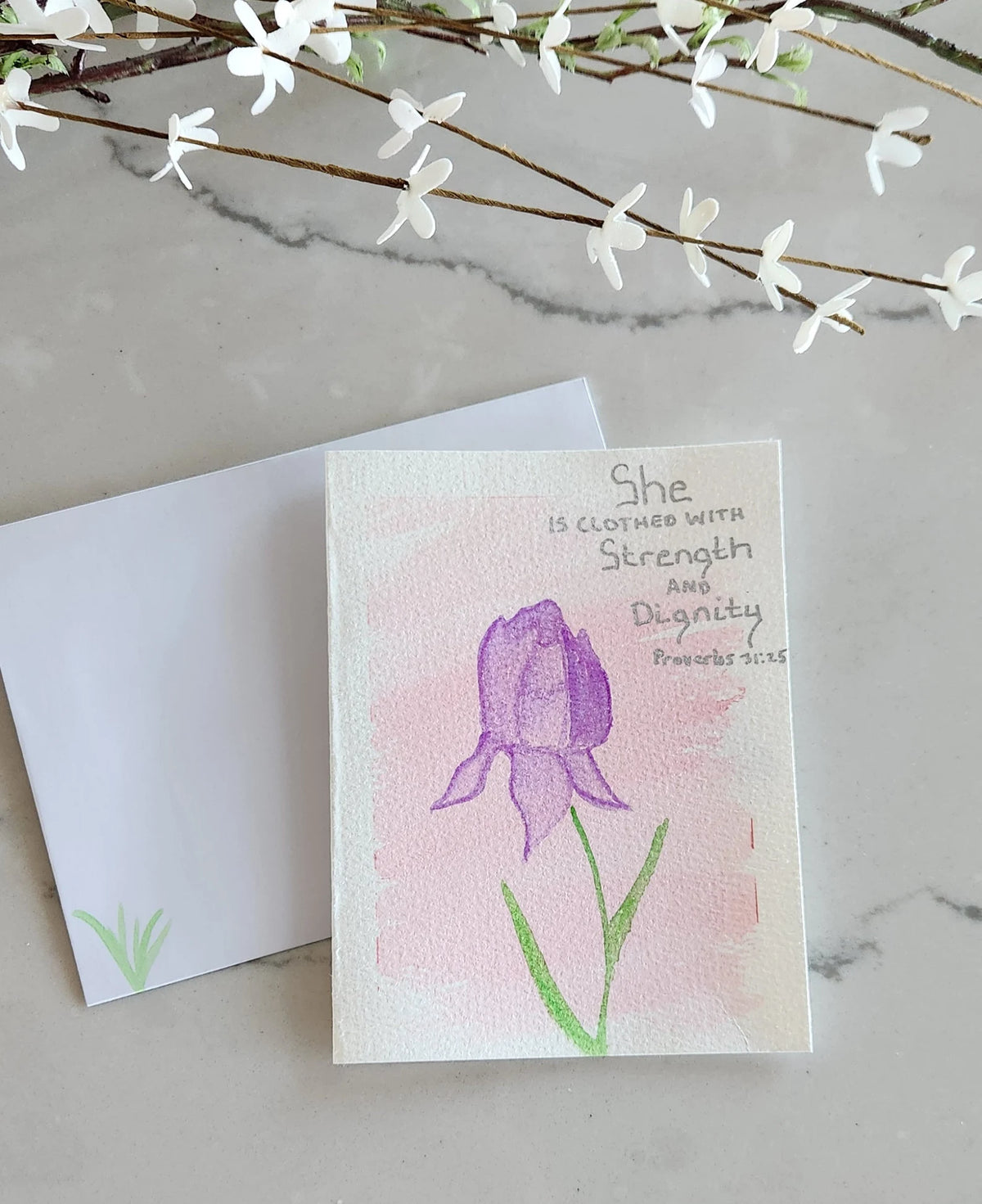 Proverbs 31:25 Hand Painted Original Card