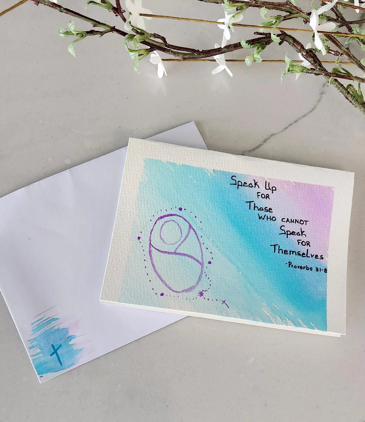 Proverbs 31:8 Hand Painted Original Card