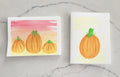 Set of 2 Pumpkin Hand Painted Original Cards