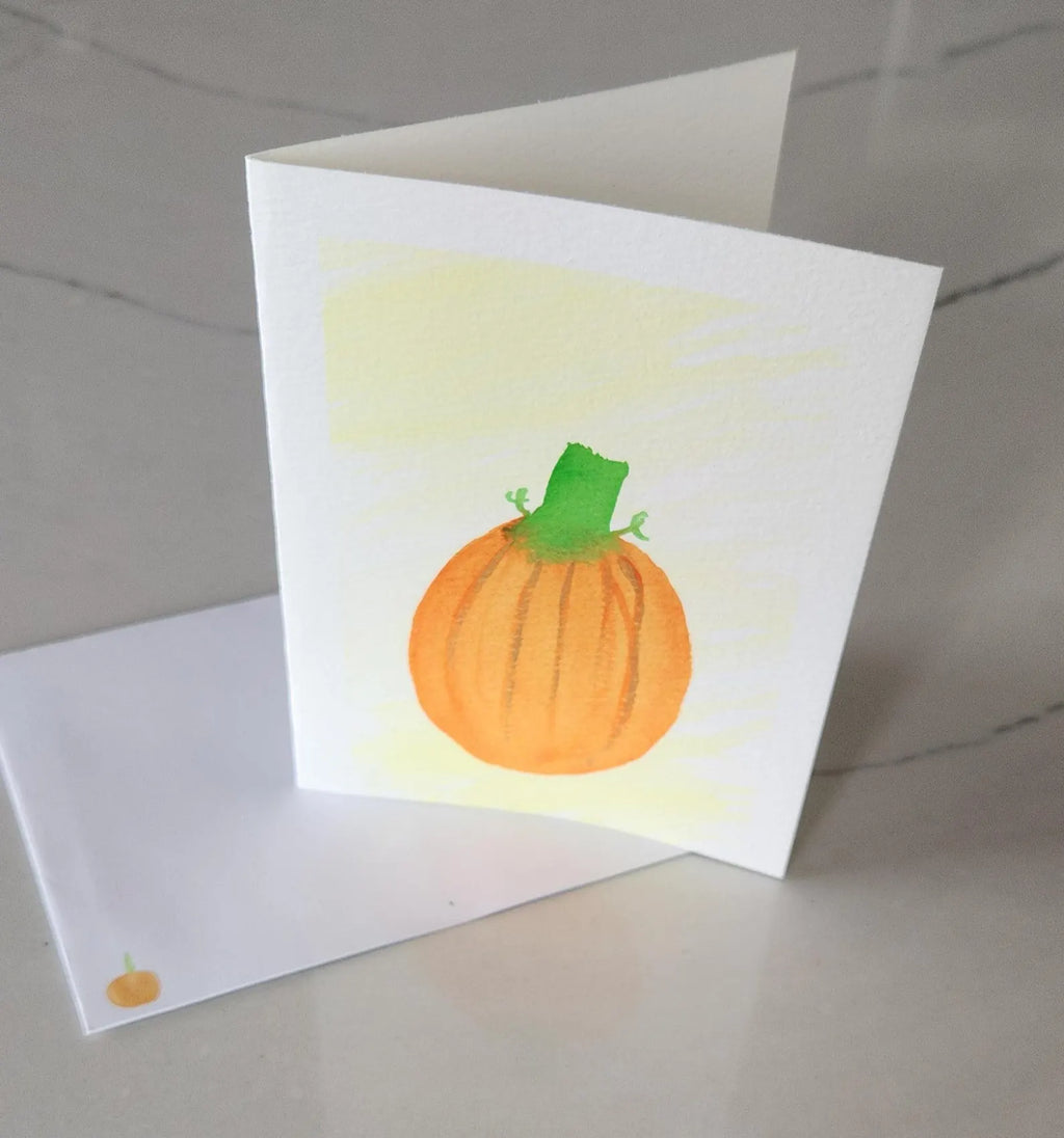 Set of 2 Pumpkin Hand Painted Original Cards