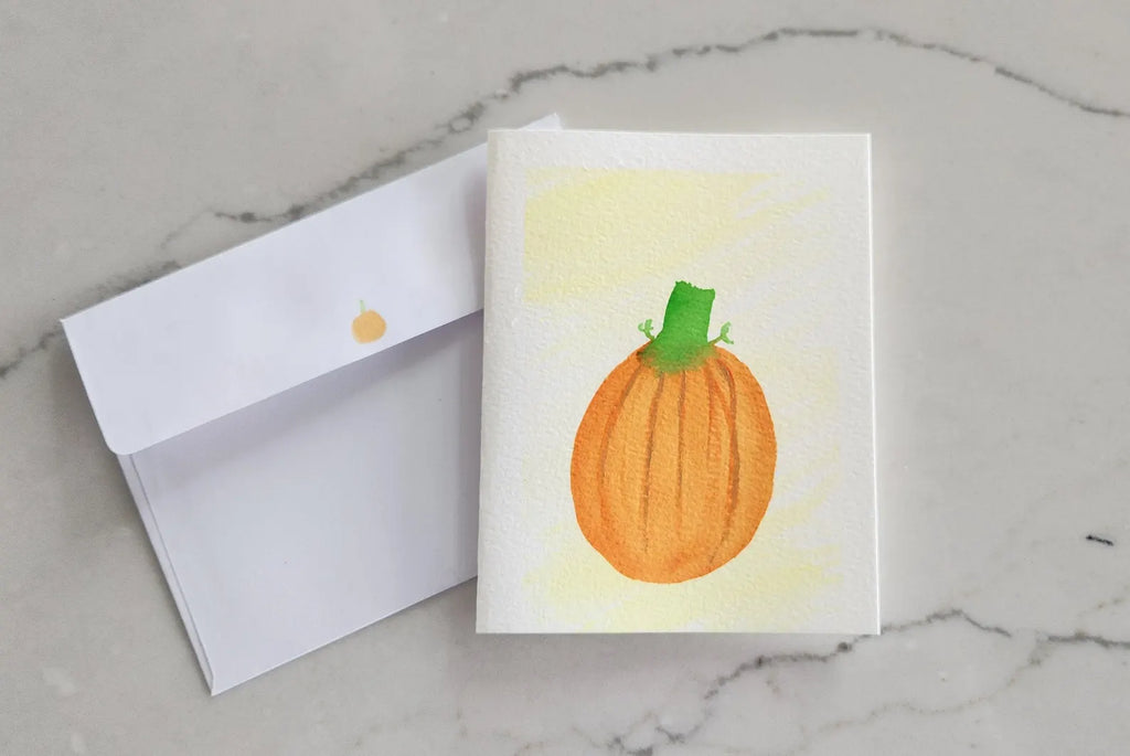 Set of 2 Pumpkin Hand Painted Original Cards