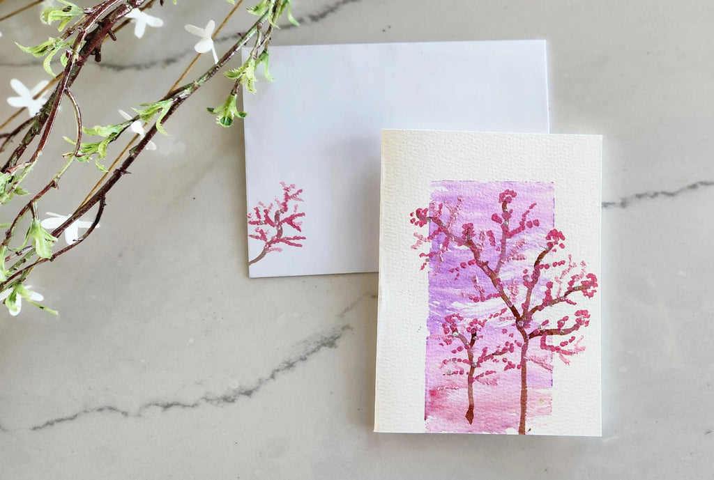 Hand Painted Seasonal Gift Set of 4 Blank Greeting Cards