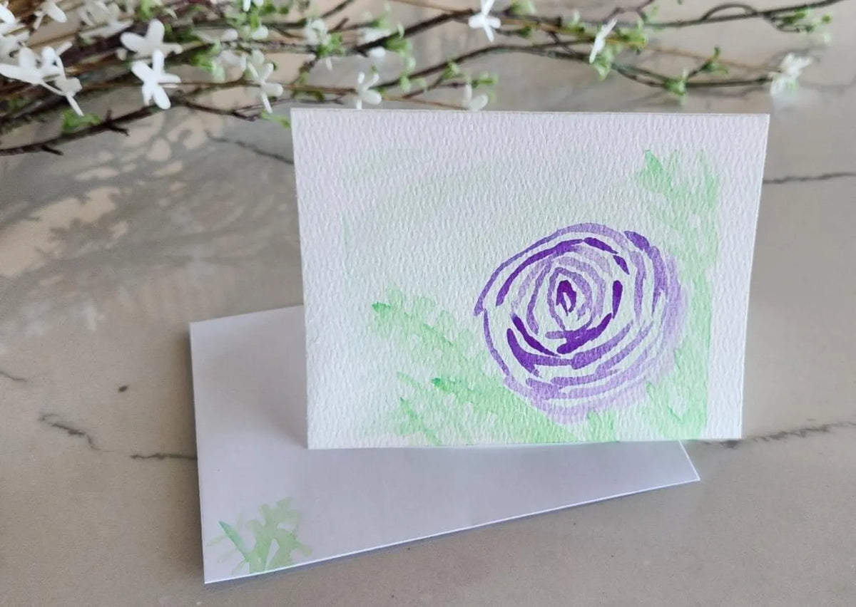 Hand Painted Seasonal Gift Set of 4 Blank Greeting Cards
