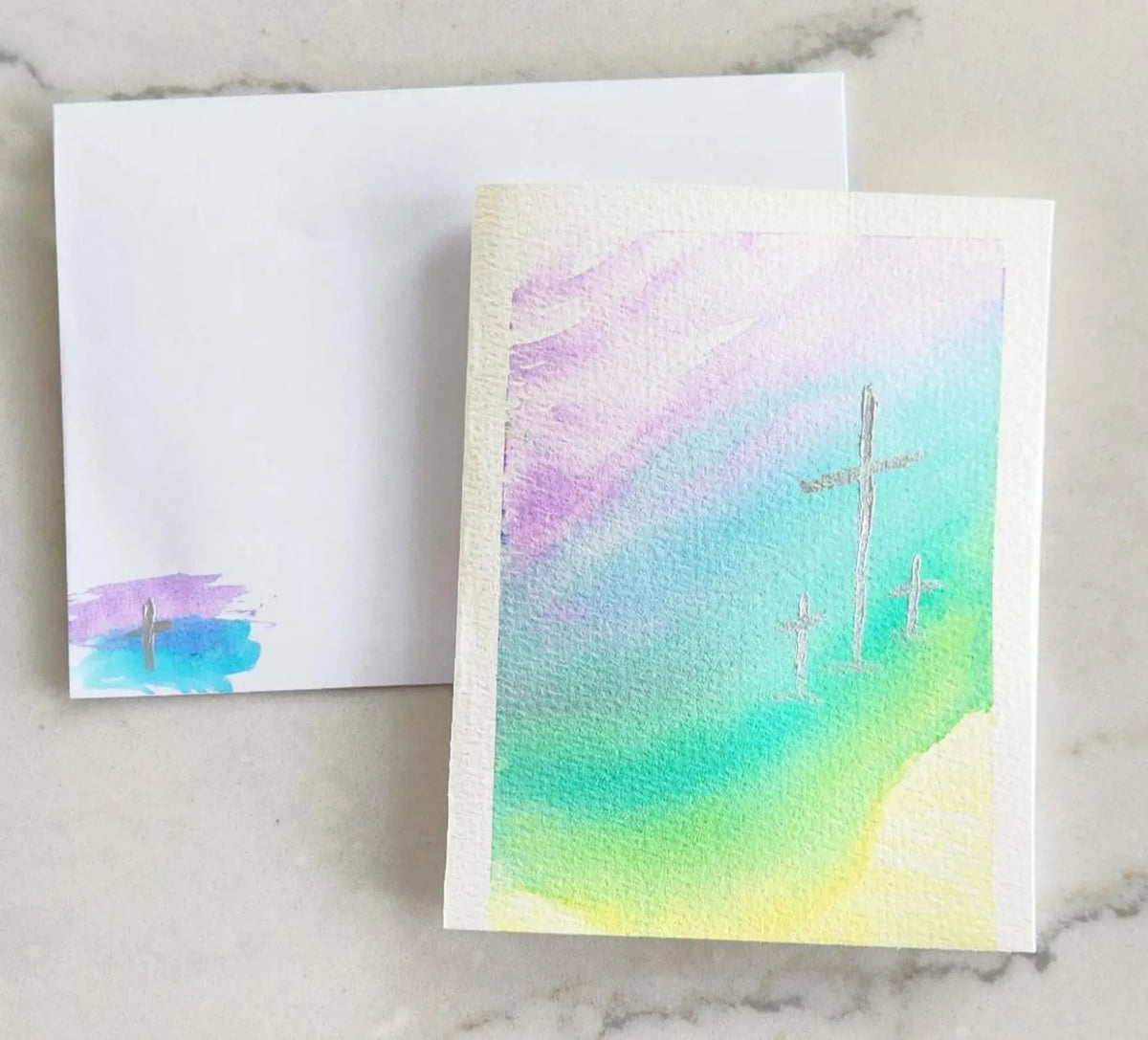 Set of 5 Comfort Hand Painted Original Blank Greeting Card