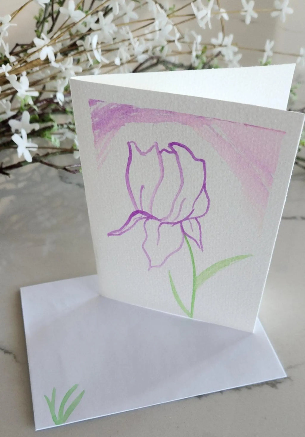 Set of 5 Comfort Hand Painted Original Blank Greeting Card