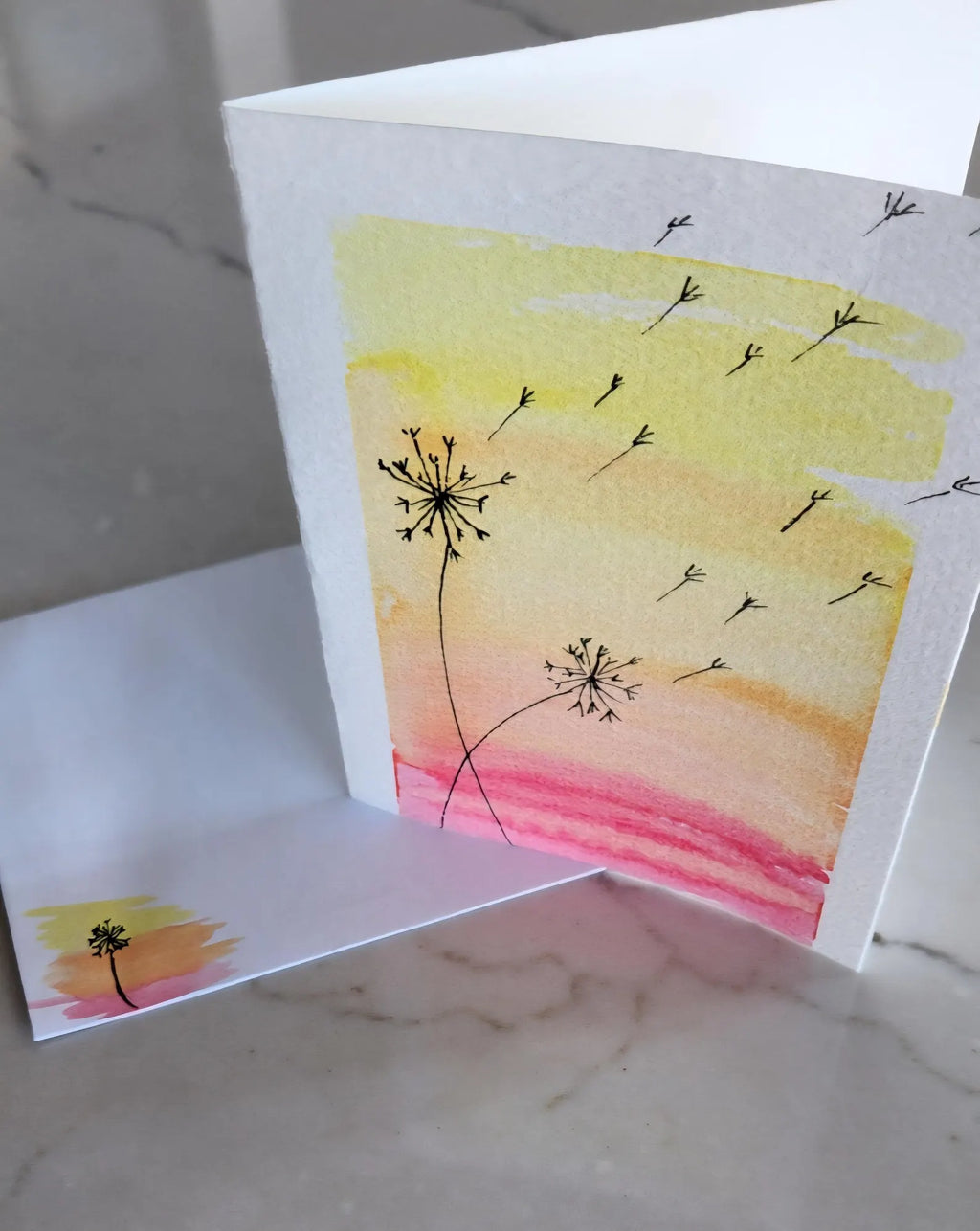 Set of 5 Comfort Hand Painted Original Blank Greeting Card