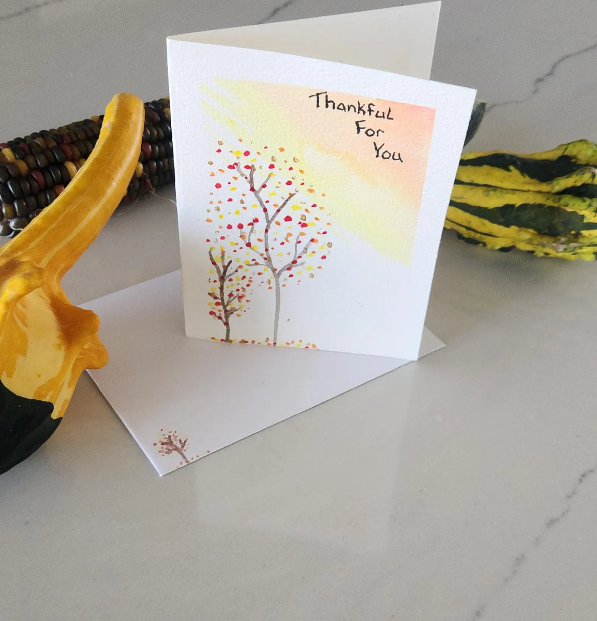 Set of 4 Fall Hand Painted Original Cards