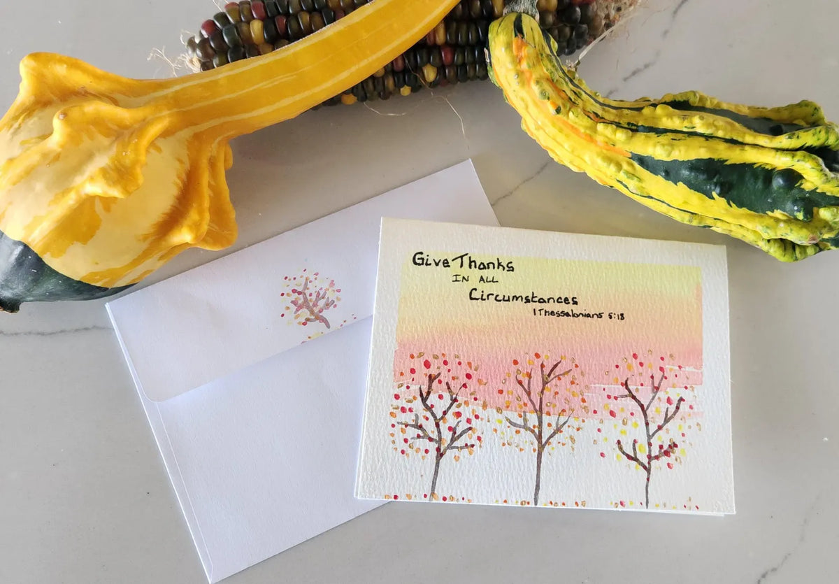 Give Thanks Hand Painted Original Card