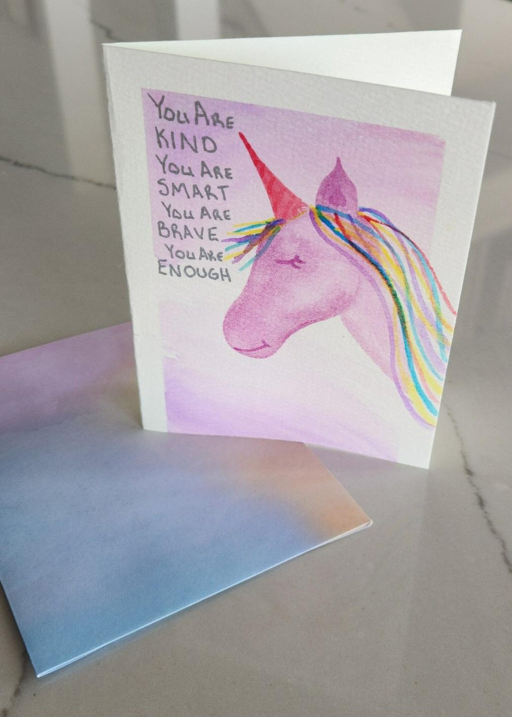 "You Are Enough" Original Hand Painted Unicorn Card