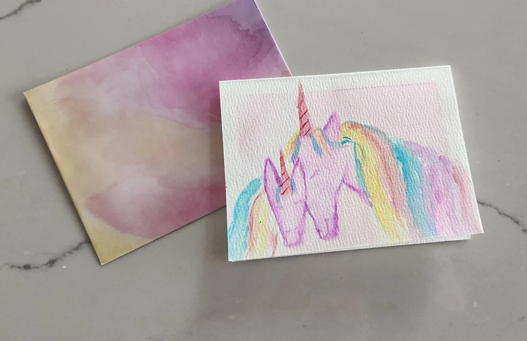"Unicorn Love" Blank Original Hand Painted Greeting Card